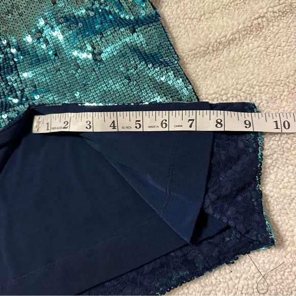 Dress the Population Emery Dress Ice Blue Sequin Long Sleeve Metallic Cocktail - Picture 17 of 17